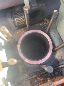 D8098 A3 cylinder head removed with a replacement compression ring in place. Photo by Georgia Williams