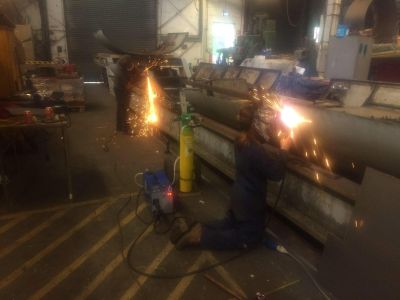 D5830 power unit (furthest) and boiler (nearest) roof sections having grinding and welding work. Photo by Peter Harrison