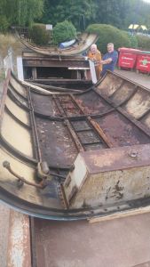 2 of the roof sections removed from D5830, the nearest roof is from above the free end of the power unit and has the coolant header tank and the furthest roof is from above the generator. Photo by Steve Rowston.