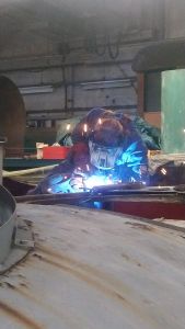 Our wonderful welder doing what she does best. Photo by Steve Rowston