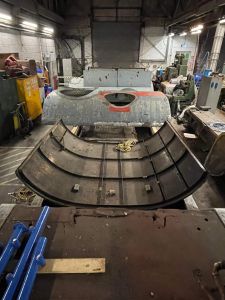 Last roof section to receive major work now in the lower part of the wagon. Photo by Paul Seaman