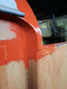 Repair work on the cab corner. Photo by James Whincup