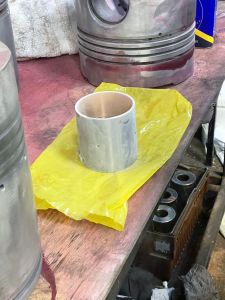 The new little end bearing after coming out of dry ice. Photo by Paul Seaman