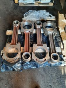 All the conrods after a deep clean and little end bearing being pressed out. Photo by James Whincup