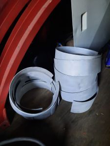 The heat sheilds for the inlet manifolds after shot blasting. Photo by James Whincup