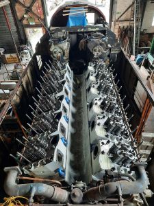 All cylinder heads are on and the coolant block to cylinder head elbows fitted. Photo by James Whincup
