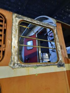 Boiler room window frame welded back in. Photo by James Whincup