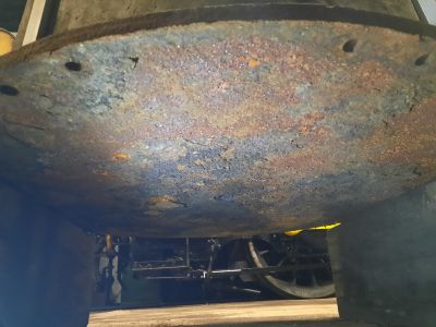 Boiler room concrete block underneath pre needle gunning. Photo by James Whincup