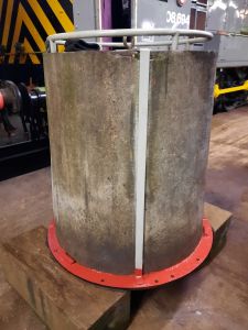 Boiler room concrete block ring after cleaning and painting. Photo by James Whincup