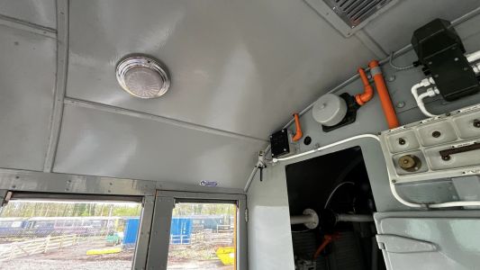 31210 cab during cleaning. Photo by Georgia Williams