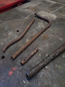 Rotten pipework removed from the loco ready for the scrap bin. Photo by Steve Rowston
