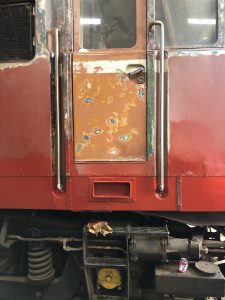 No.1 cab second man door prepped for paint and the body side starting to see primer. Photo Latham King