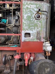 No.1 cab driver side foot step weld repairs complete inside and outside of the step. Photo by I W Locomotive Fabrication Limited